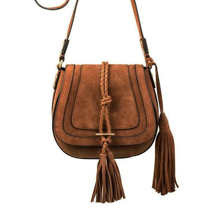 SAMPLE 'Harriet' Saddle Bag - Tan Suede