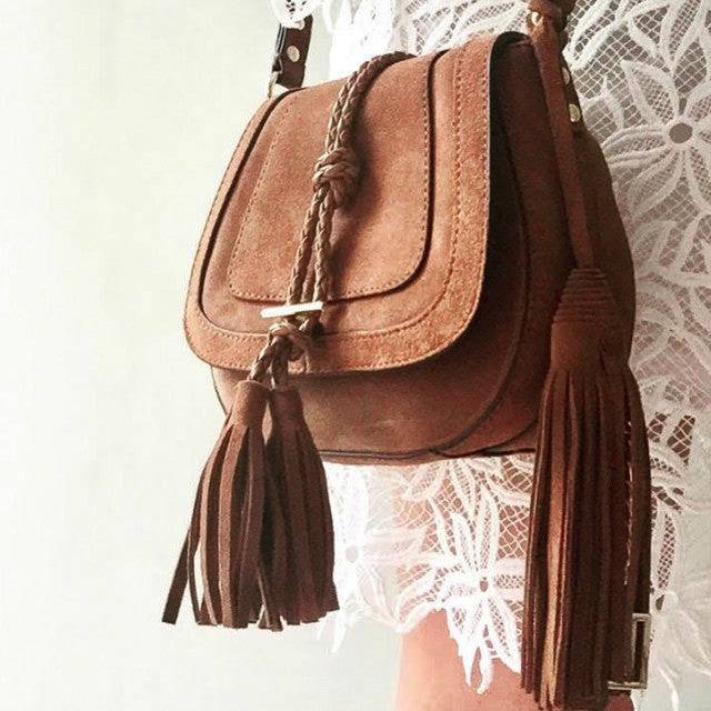 SAMPLE 'Harriet' Saddle Bag - Tan Suede