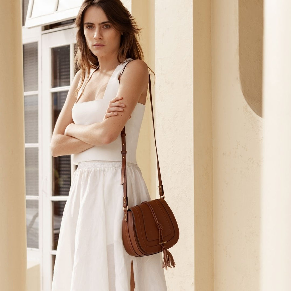 'Harriet' Maxi Saddle Bag - Tan