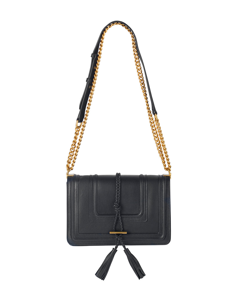 Braided Leather Bag in Black Leather