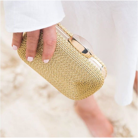 Gold Box Clutch with braided woven detail