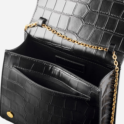 Mione Knot -  Embossed Croc Black