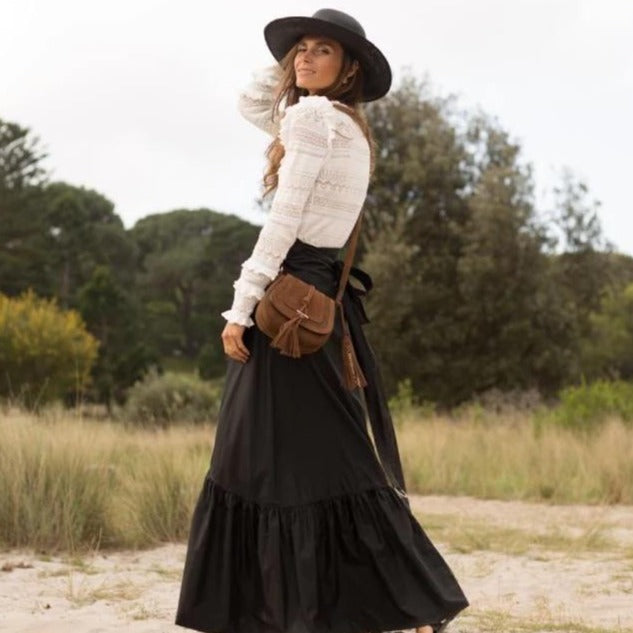 'Harriet' Saddle Bag - Tan Suede