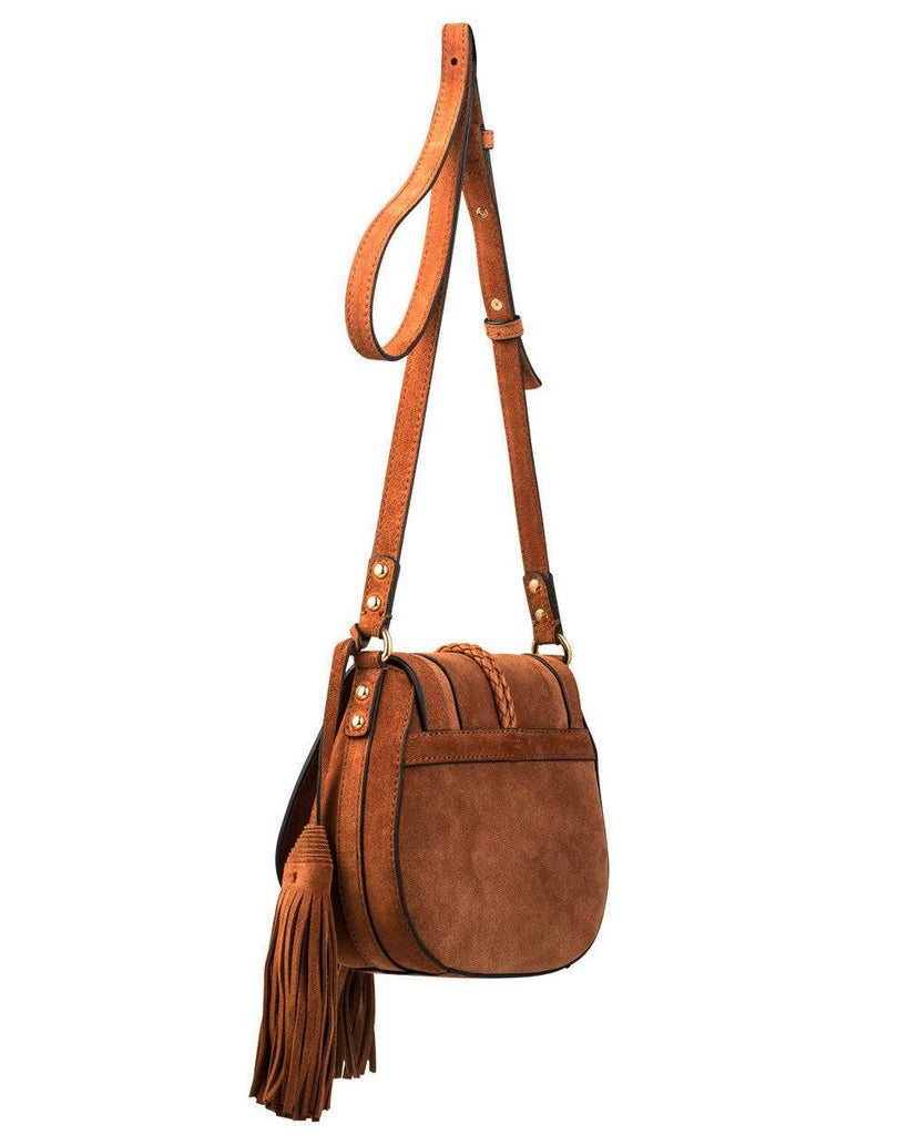 'Harriet' Saddle Bag - Tan Suede