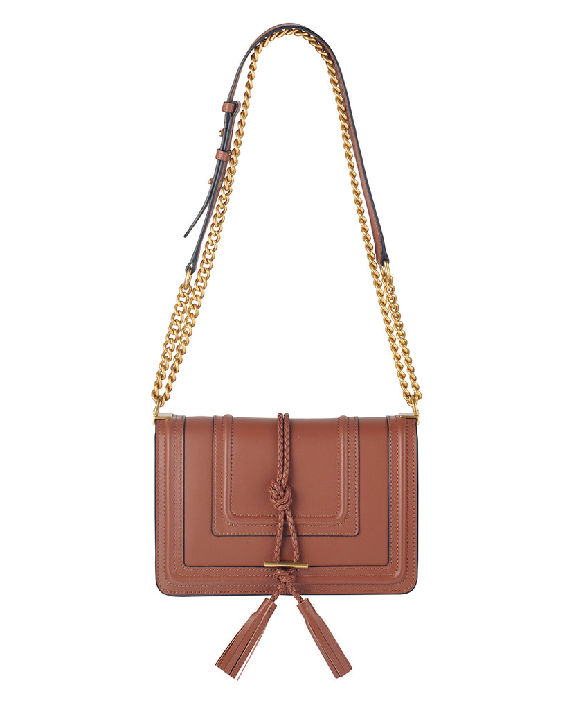 Tan Crossbody Bag with Chain Handle