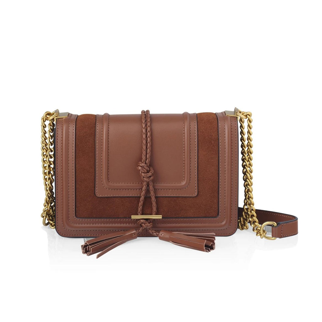 Beau Crossbody Bag in Tan + Suede