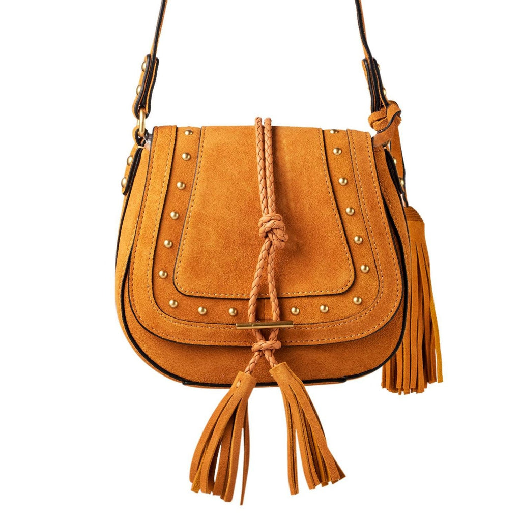 'Harriet' Saddle Bag - Studded Desert Suede