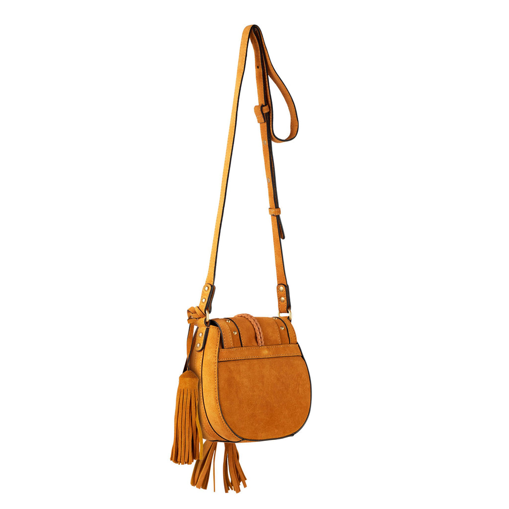 'Harriet' Saddle Bag - Studded Desert Suede