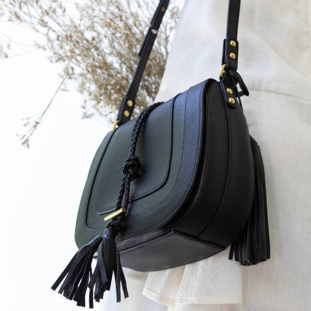 'Harriet' Maxi Saddle Bag - Black