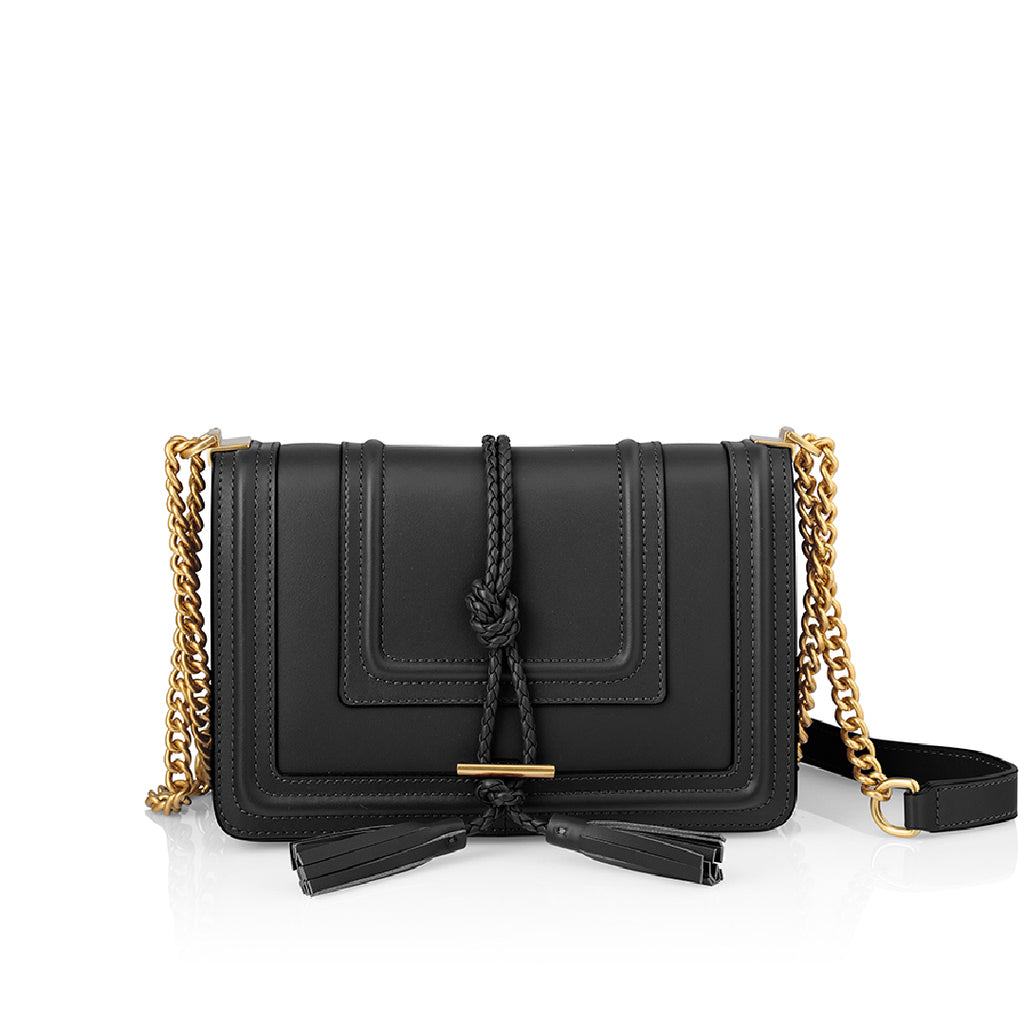 Black Leather Crossbody Handbag