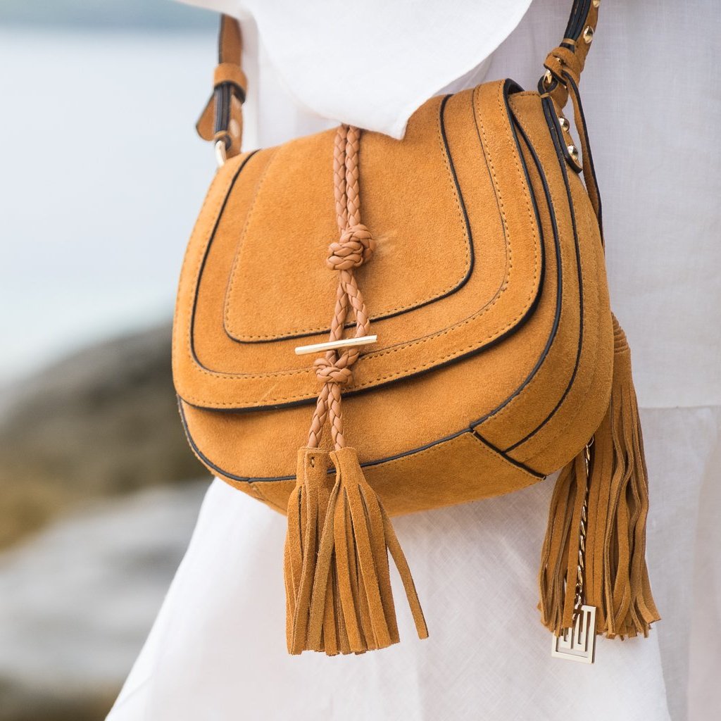 Mott leather and suede saddle bag hot sale